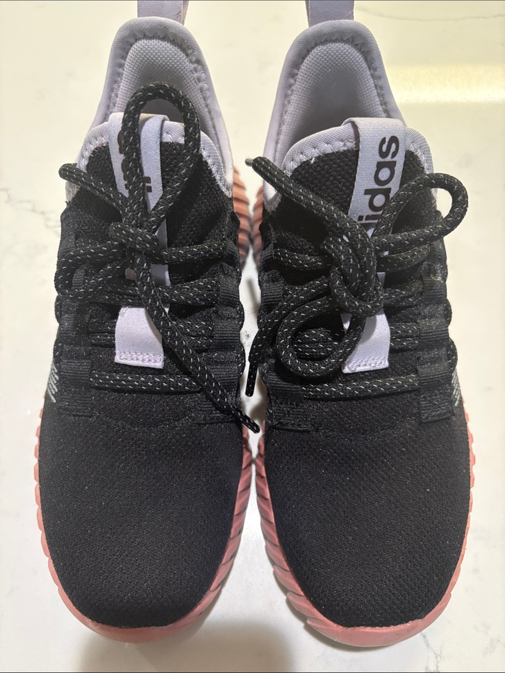 adidas Woman’s  Black Knit Sneakers with Pink Outsole - Picture 2 of 6
